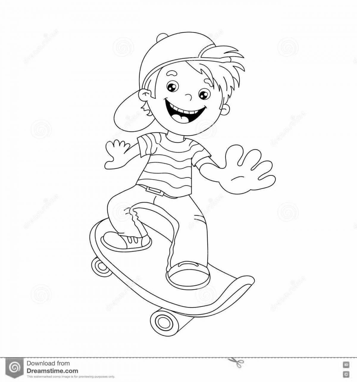 Decisive girl on a skateboard