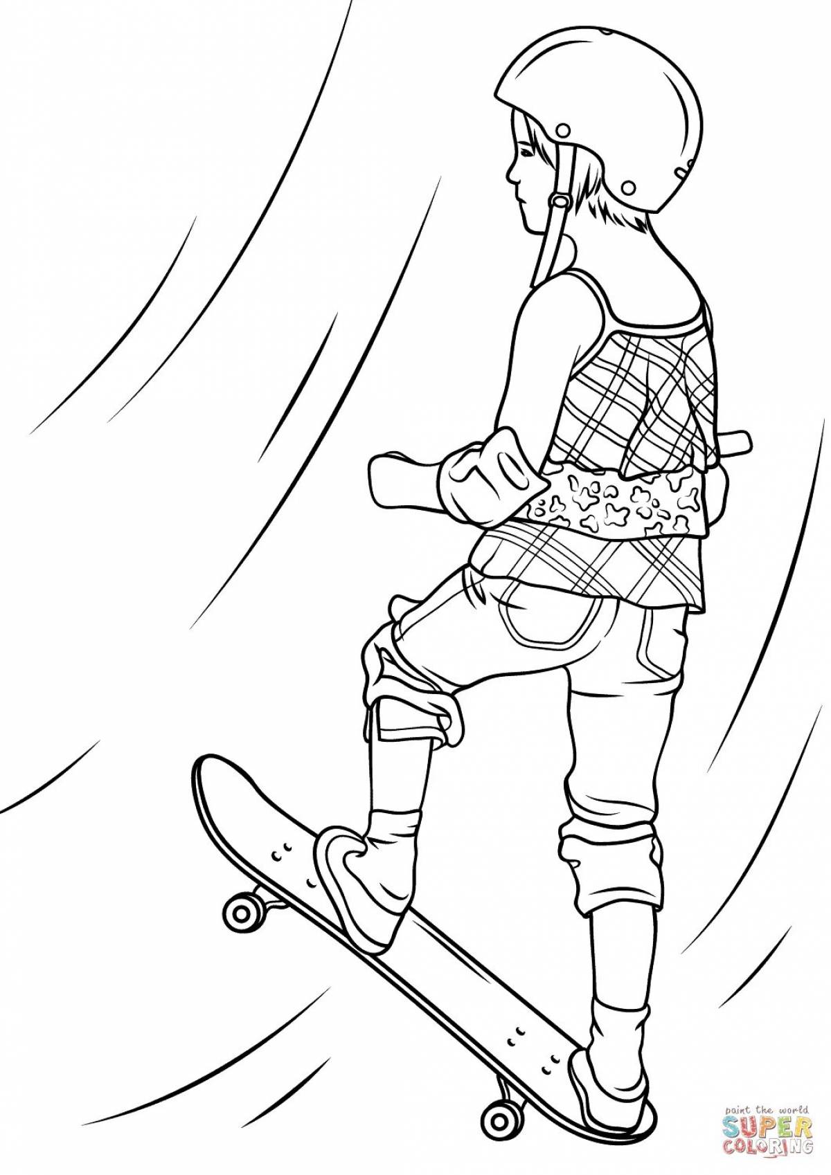 An elegant girl on a skateboard