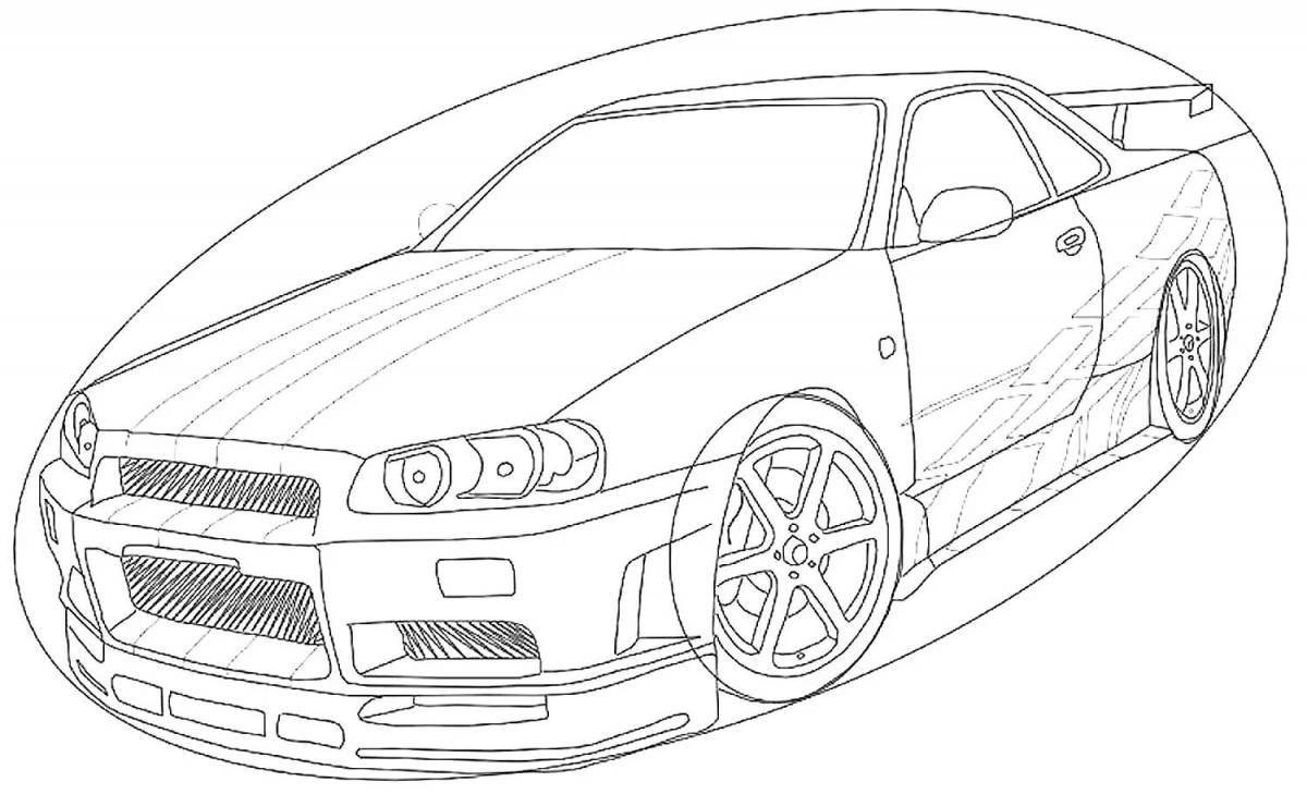 Nissan skyline r34 bright coloring