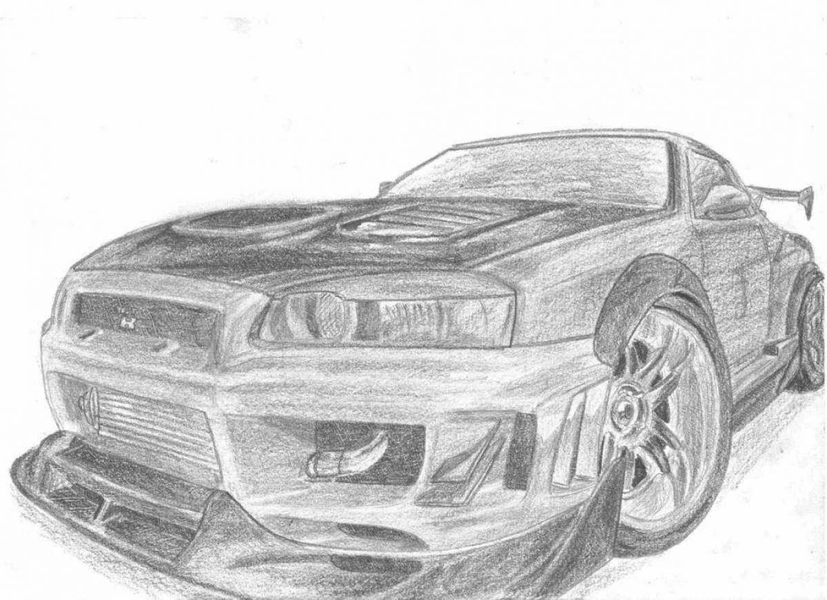 Изысканная раскраска nissan skyline r34