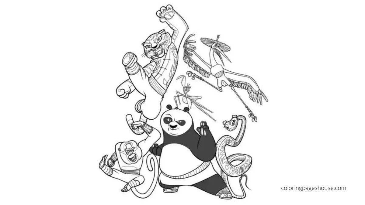 Радостная кунг-фу панда кай раскраска