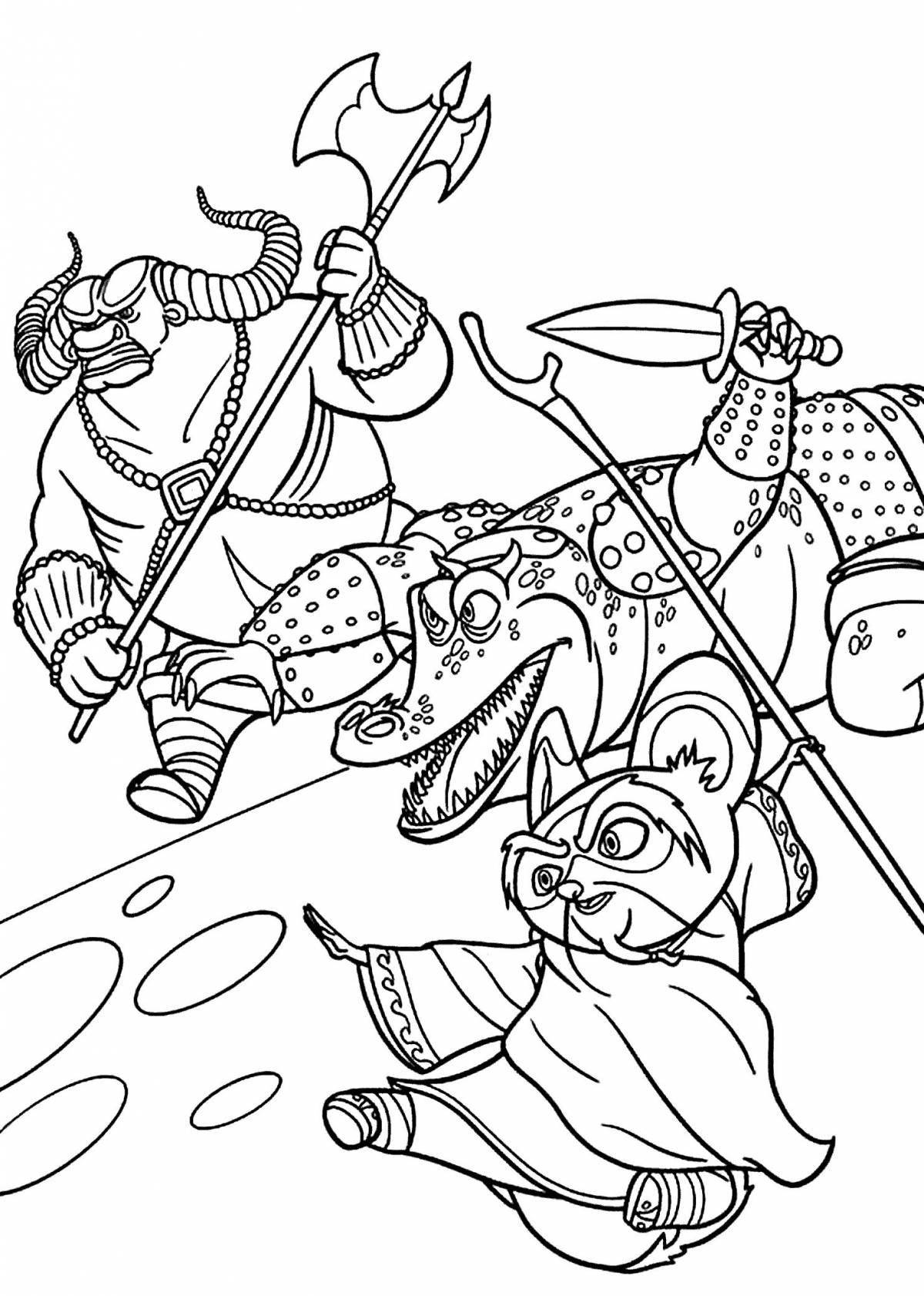 Daring kung fu panda kai coloring book