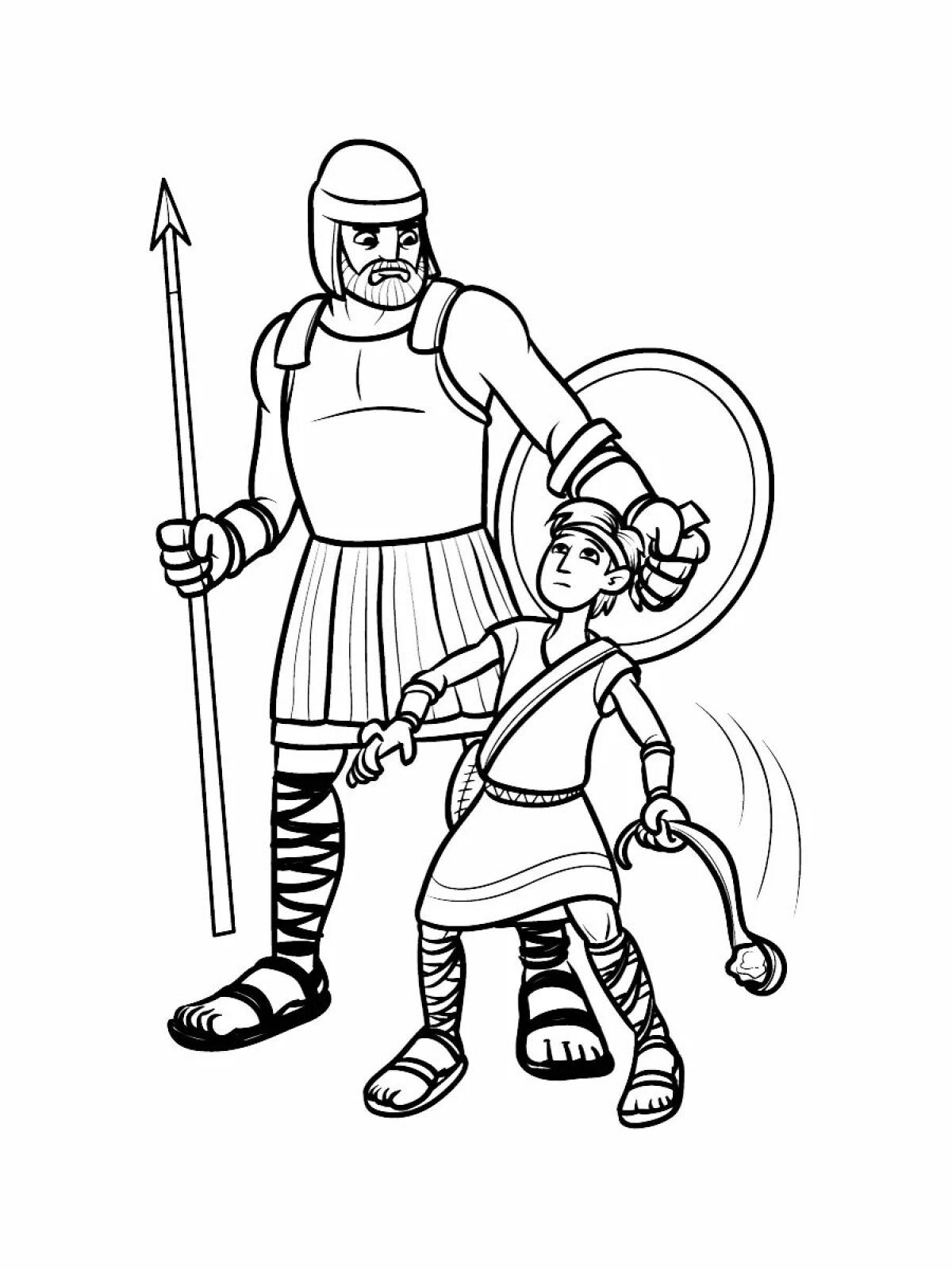 Adorable david and goliath coloring page