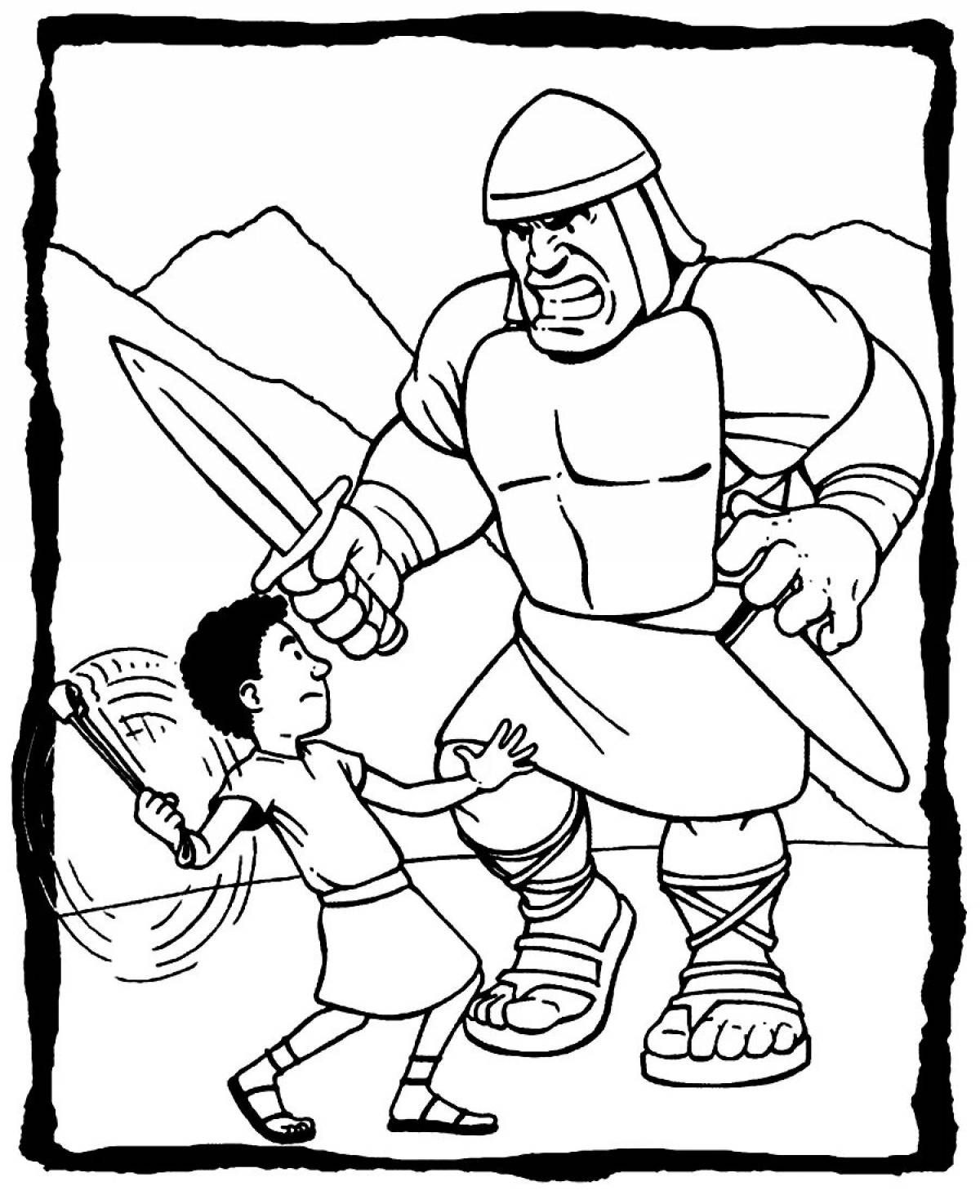 Charming david and goliath coloring book