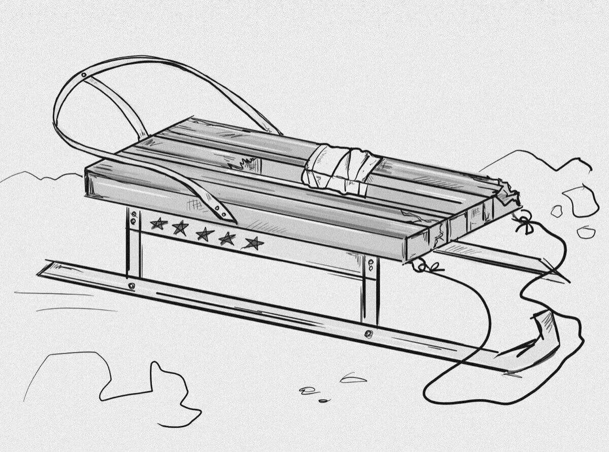 Holiday sleigh coloring page for the little ones