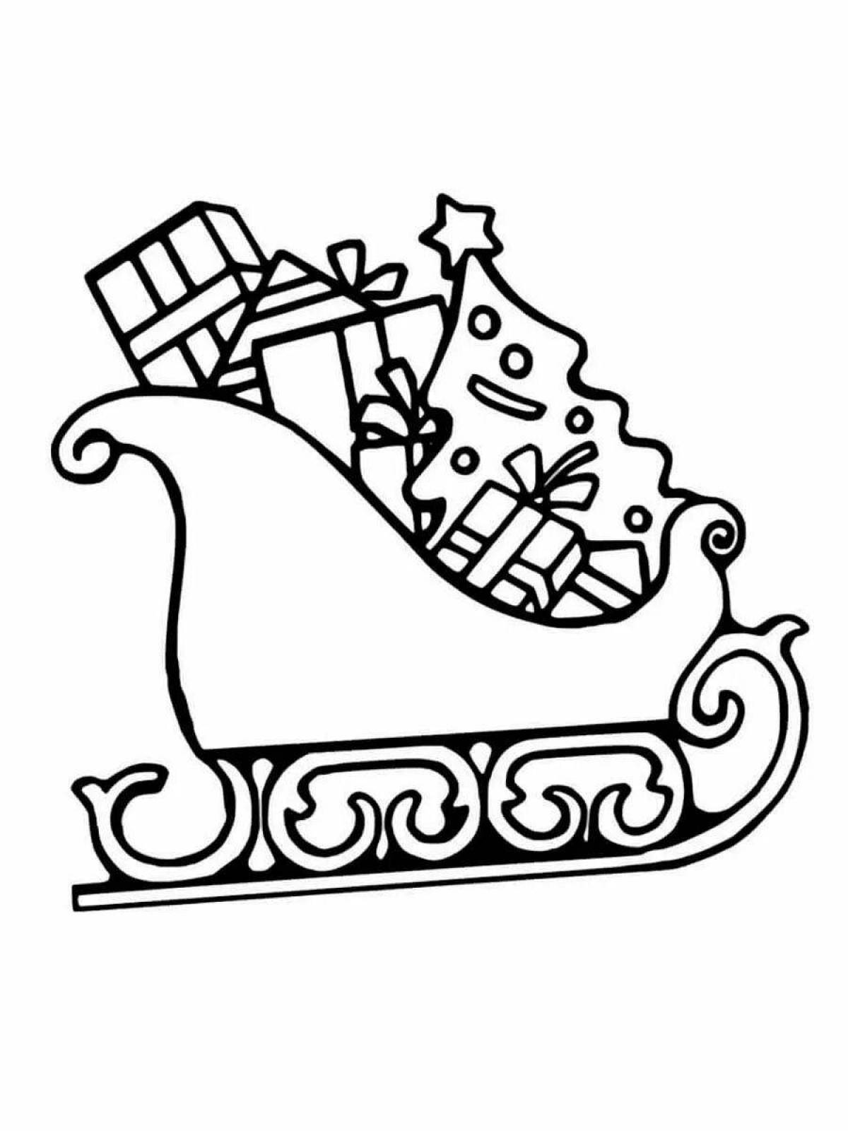 Shiny sleigh coloring pages for kids