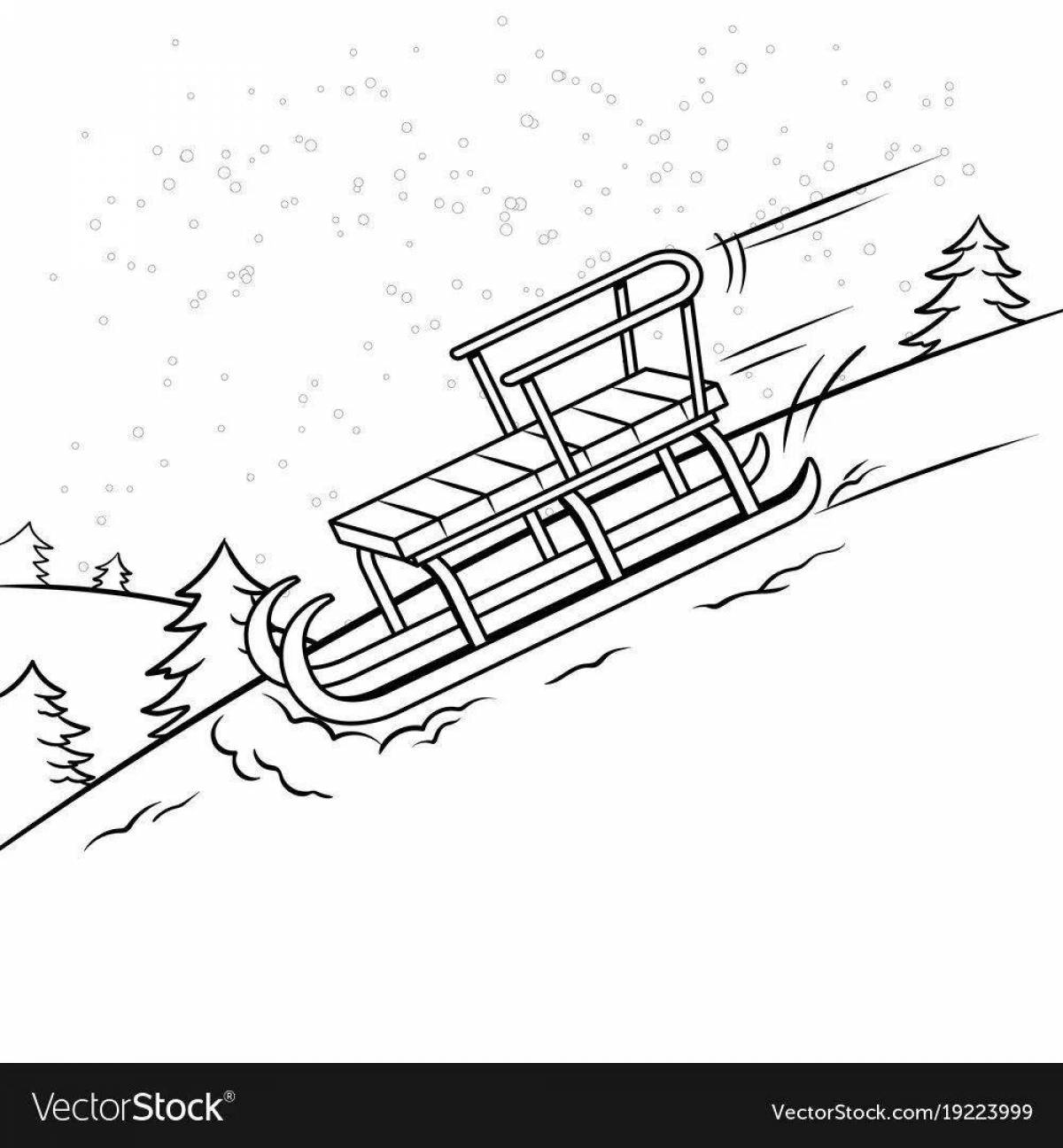 Shiny sleigh coloring for kids