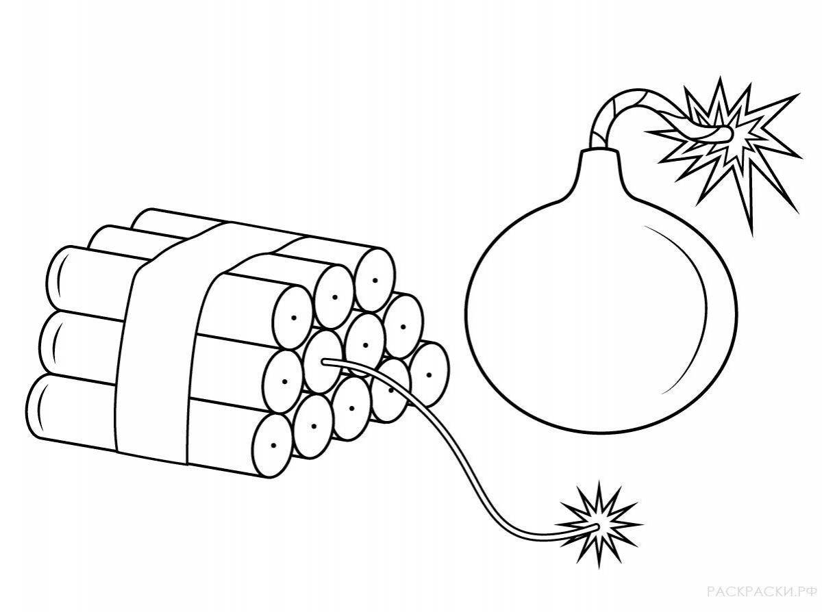 Раскраска бомба с цветными брызгами для детей