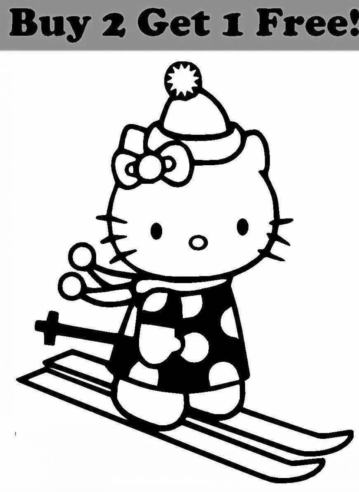 Зимняя hello kitty. Новогодние раскраски Кити. Новогодняя Хелло Китти раскраска. Hello Kitty раскраска Новогодняя. Хеллоу Китти Новогодняя раскраска.