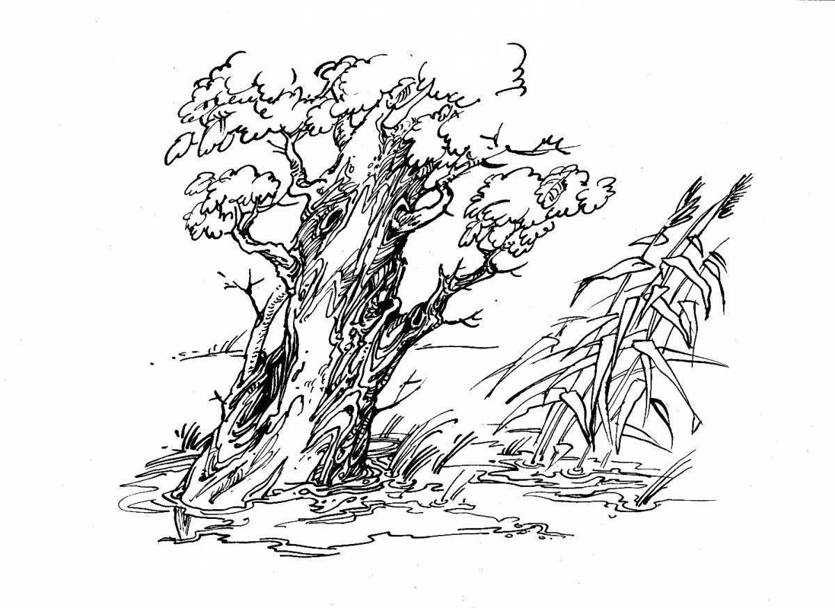 Рисунок к басне Крылова дуб и трость