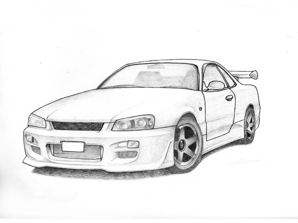 Как нарисовать nissan skyline r34