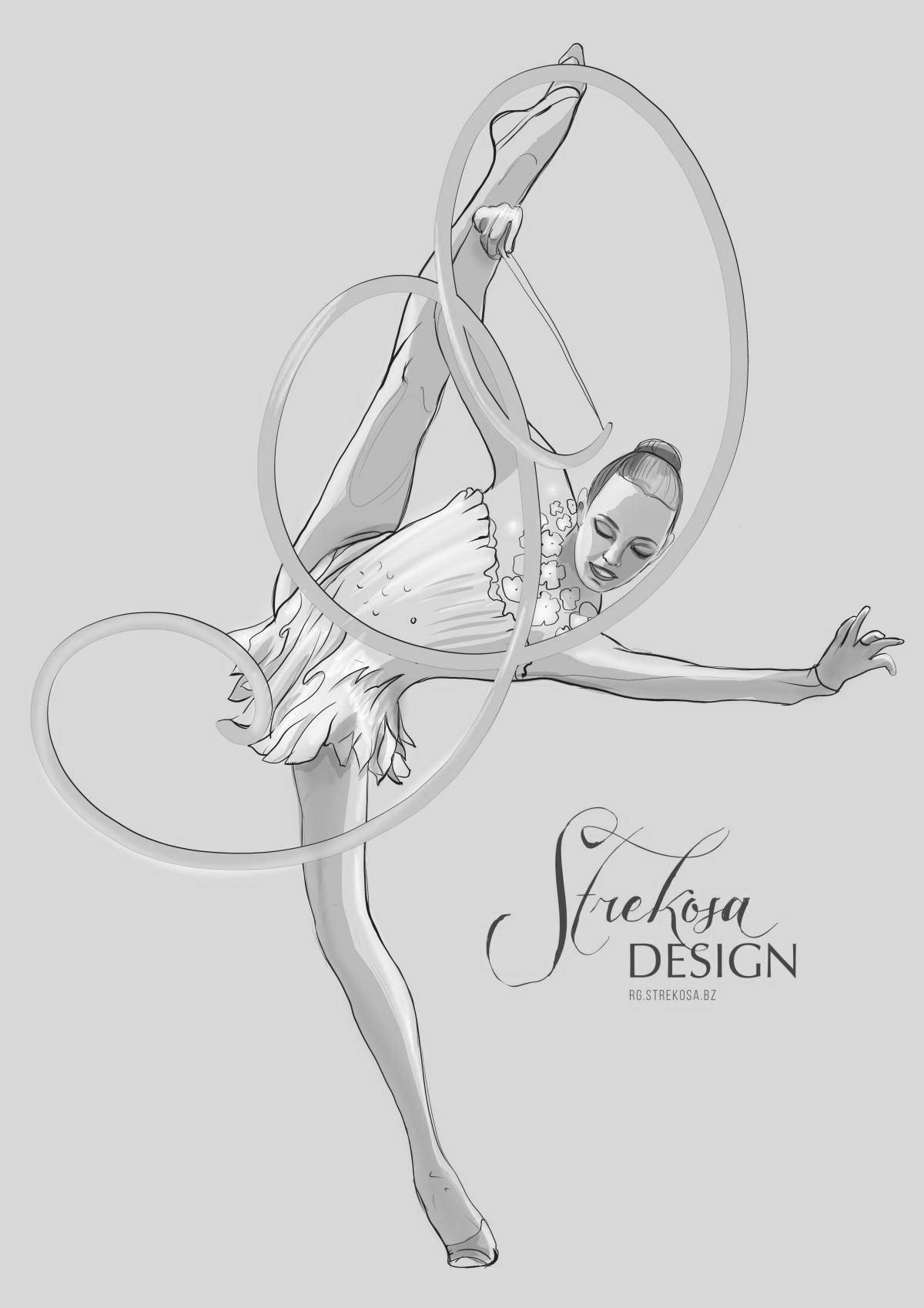 Раскраска Сбалансированная гимнастка с булавами