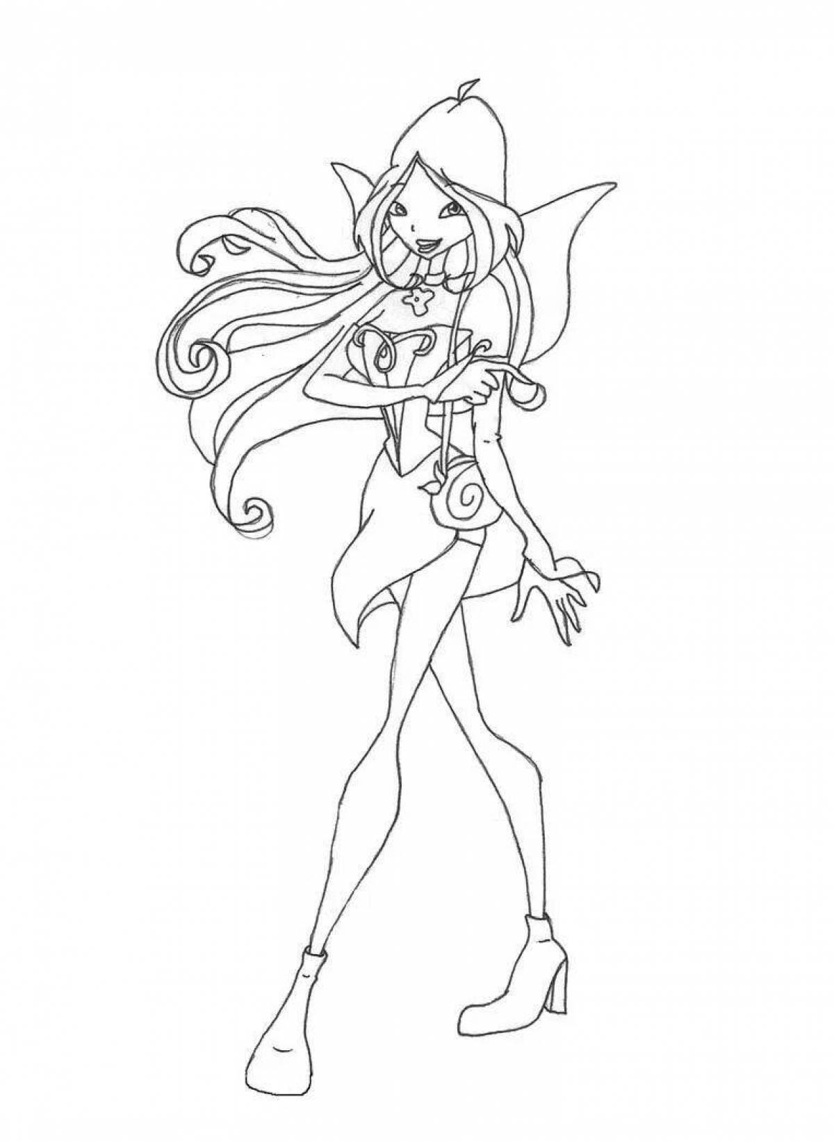 Раскраска Игривая раскраска винкс блум чармикс