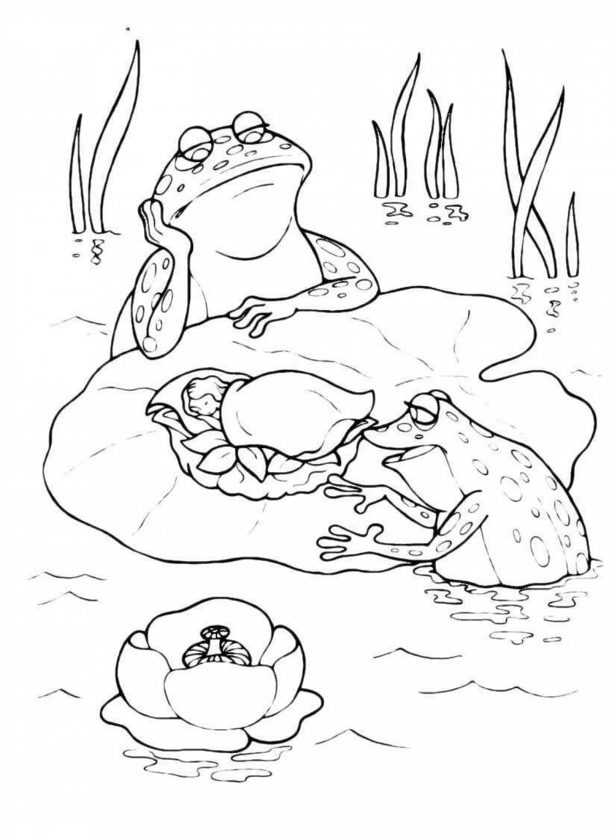 Игривая лягушка на водяной лилии