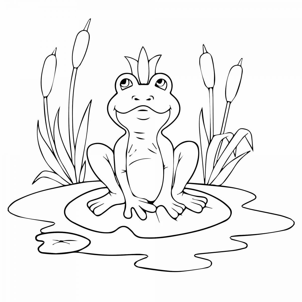 Экзотическая лягушка на водяной лилии