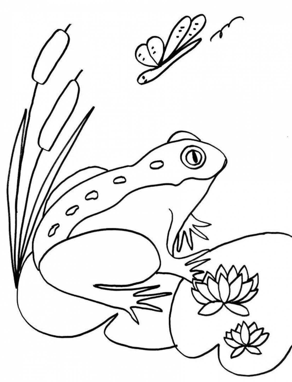 Жизнерадостная лягушка на водяной лилии