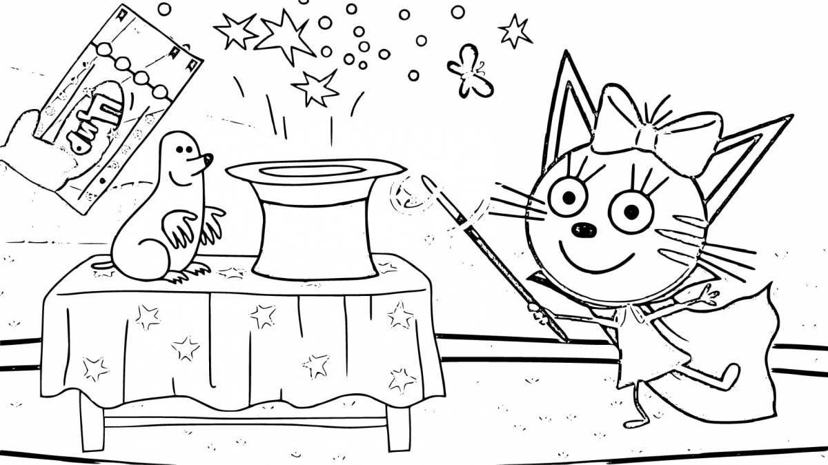 Intriguing coloring book three cats superheroes