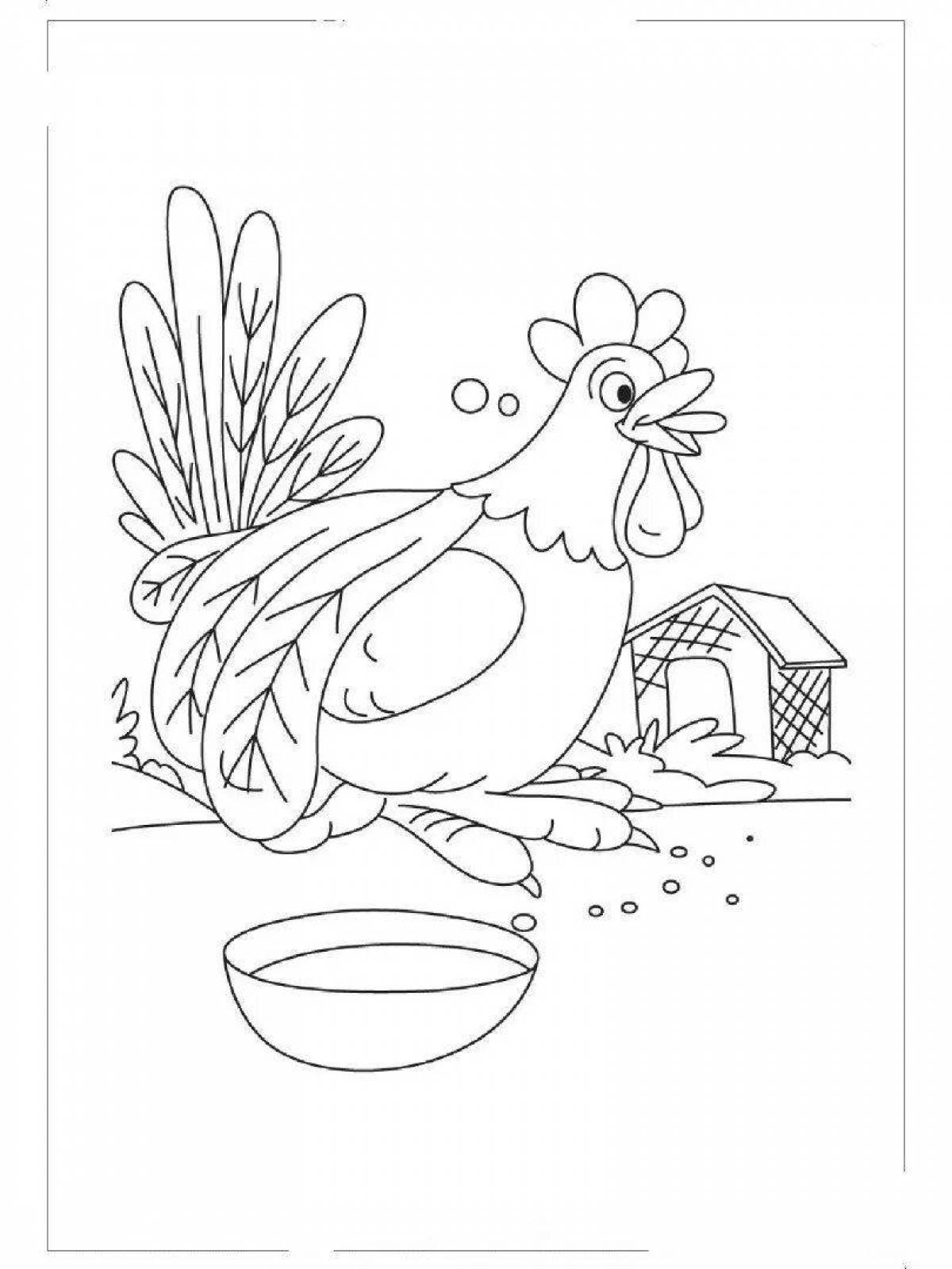 Веселые зерна для раскраски курицы