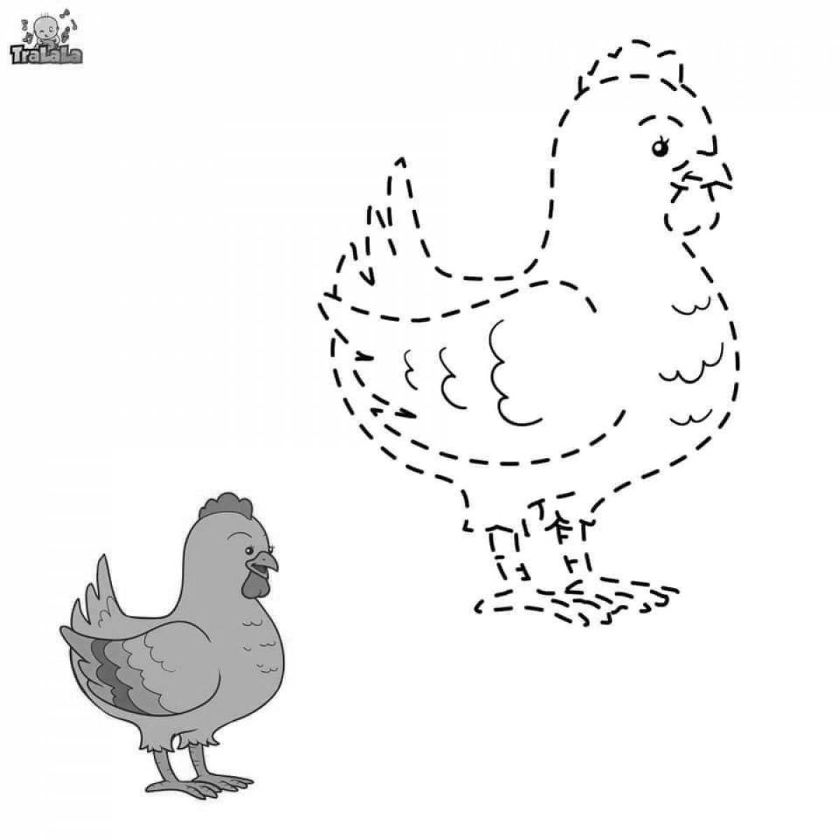 Playful grains for chicken coloring page