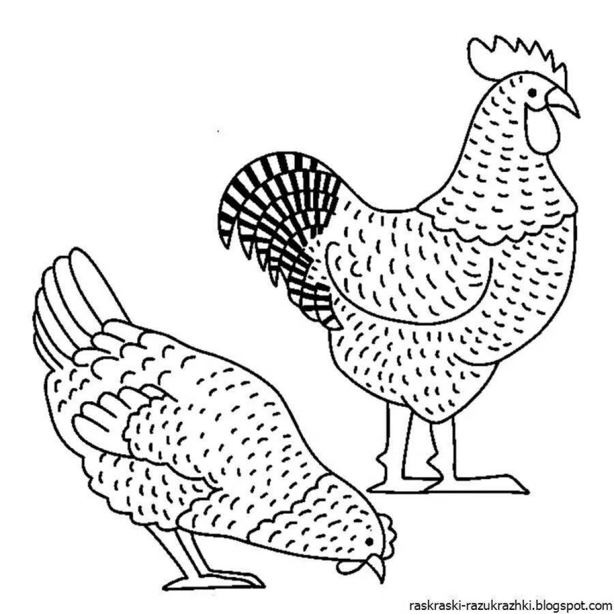 Sparkling chicken coloring page