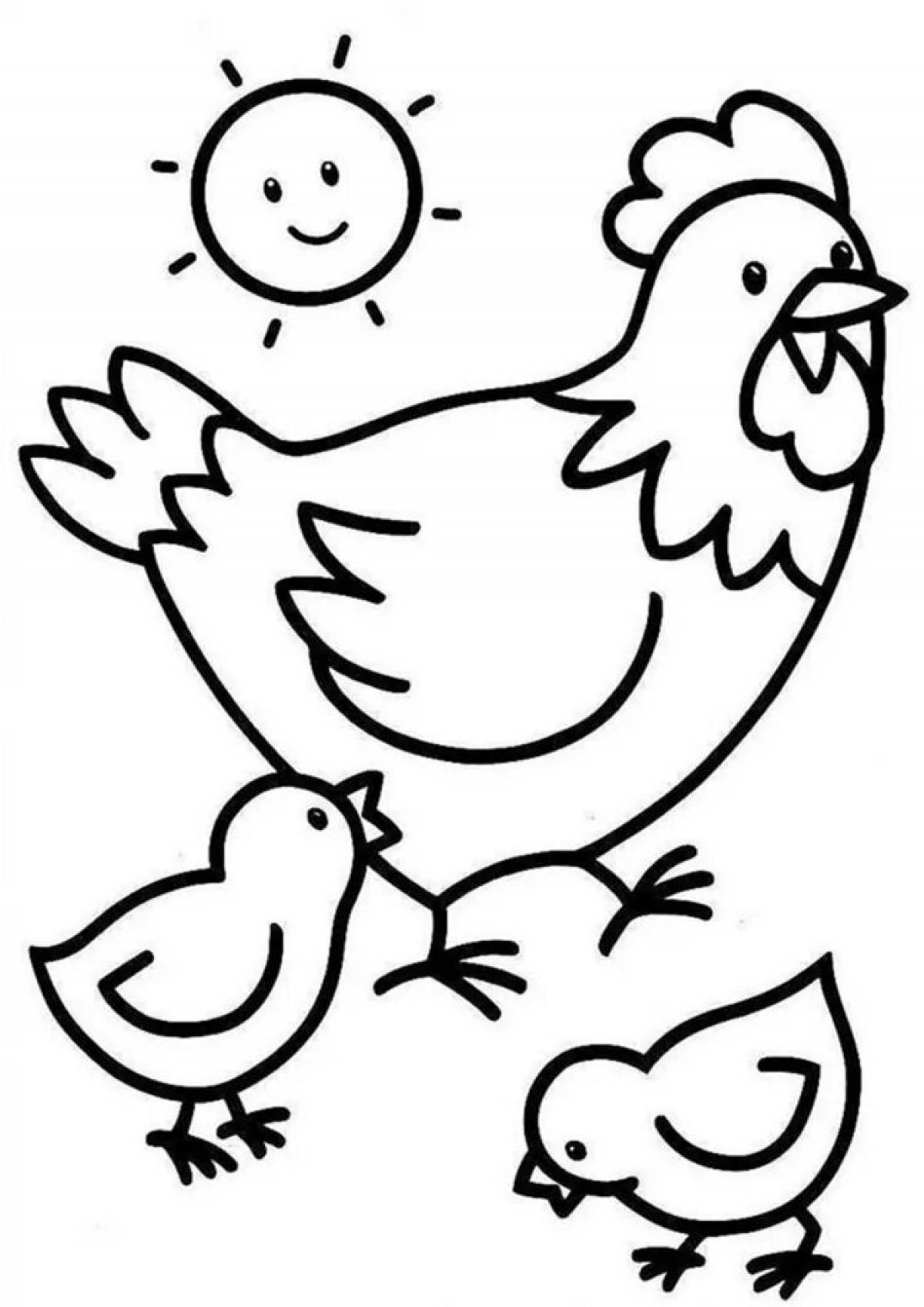 Colored grains for chicken coloring page