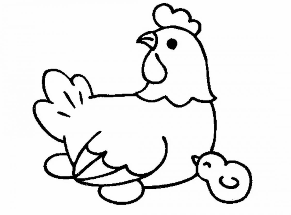 Colored exploding grains for chicken coloring page