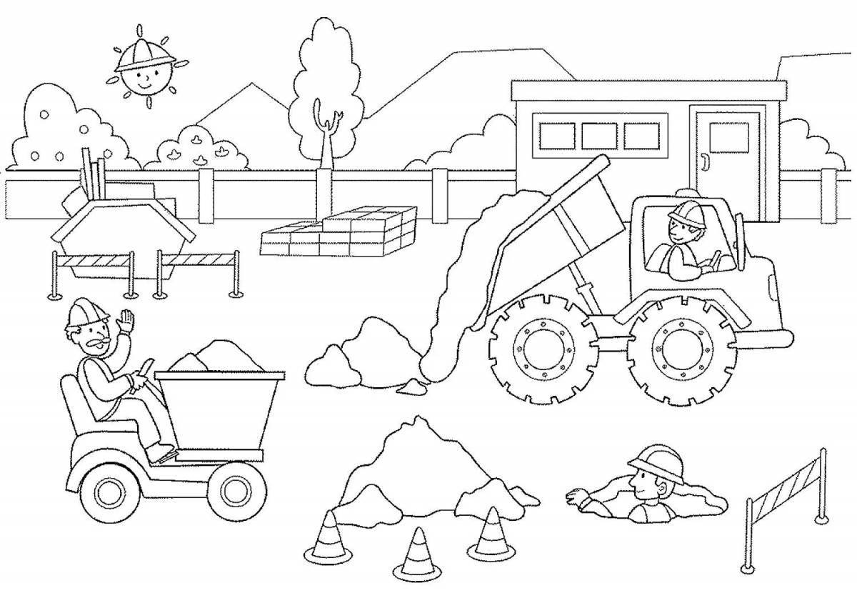 Colorful-bright construction coloring for boys