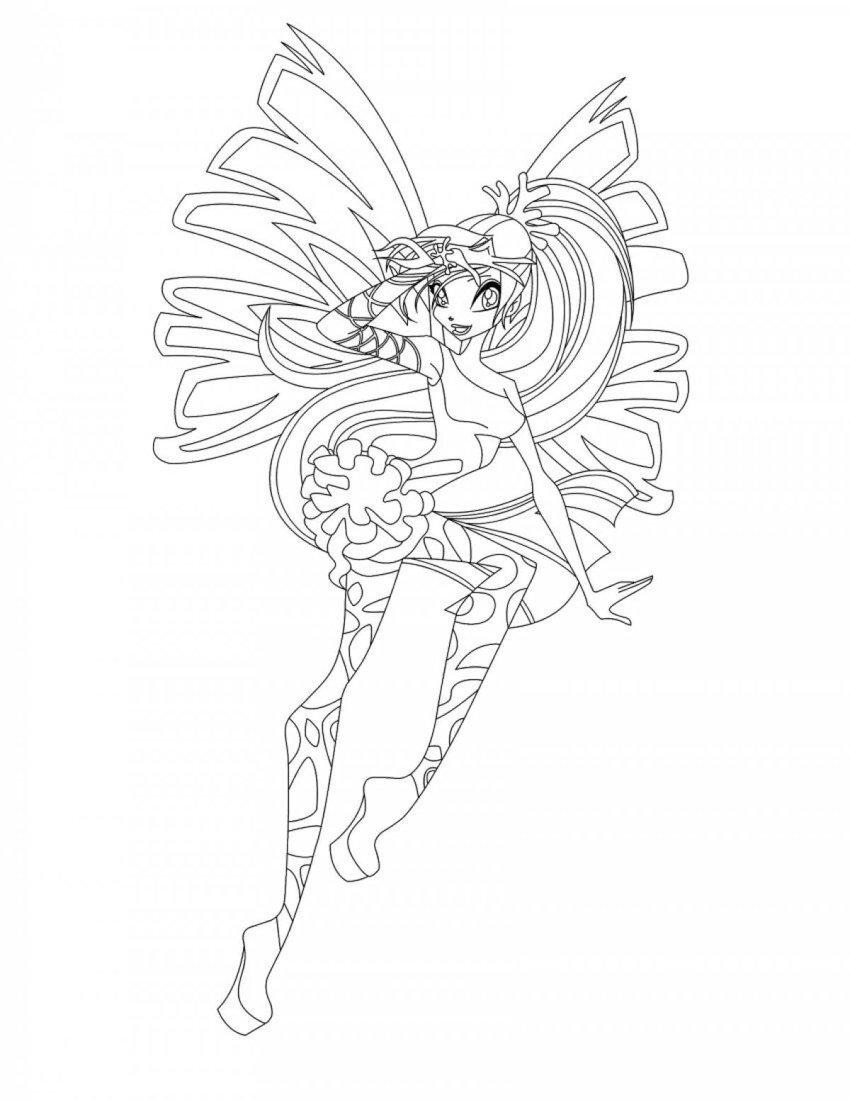 Cute winx coloring stella sirenix