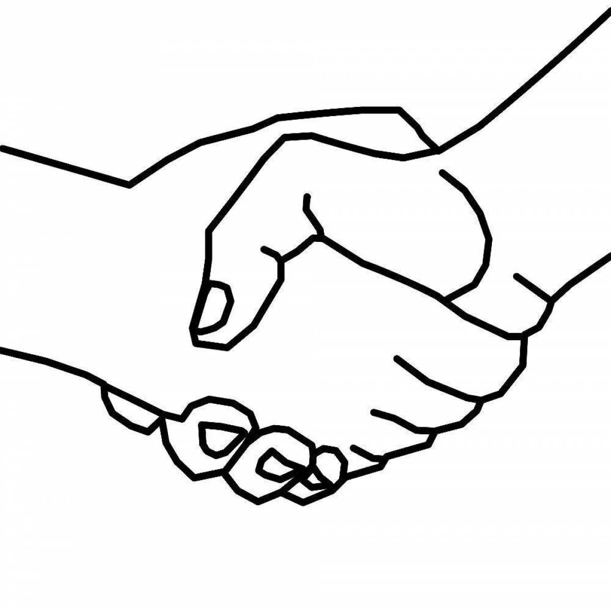Colorful handshake coloring page for kids