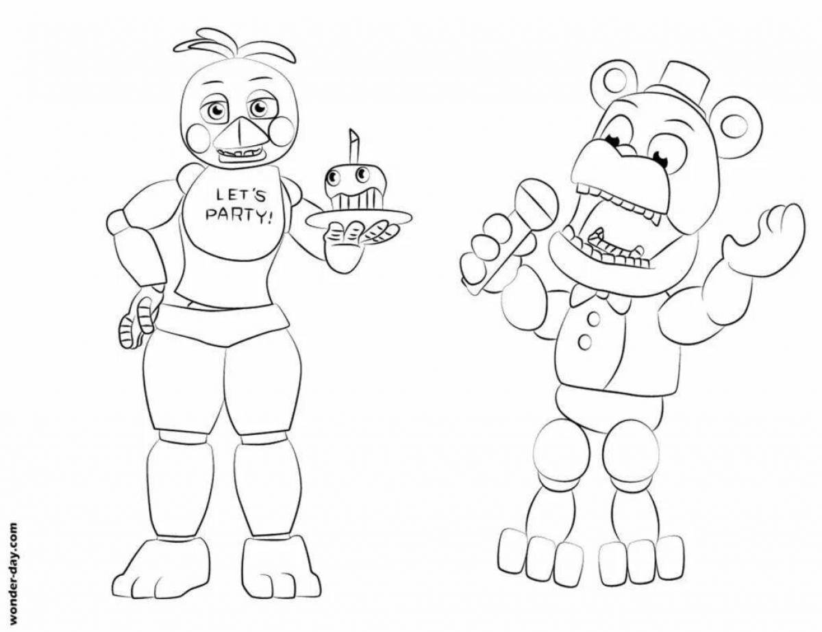 Playful fnaf toy chica coloring page