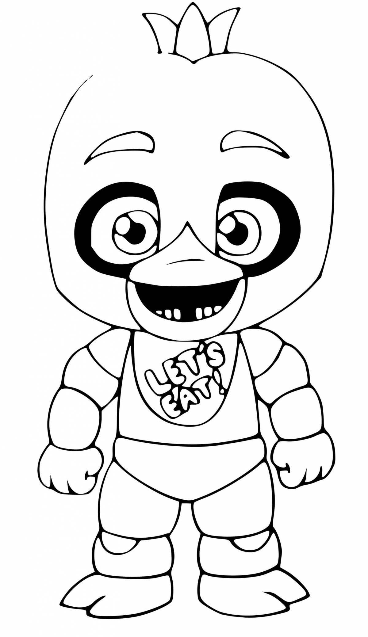 Animated fnaf toy chica coloring page