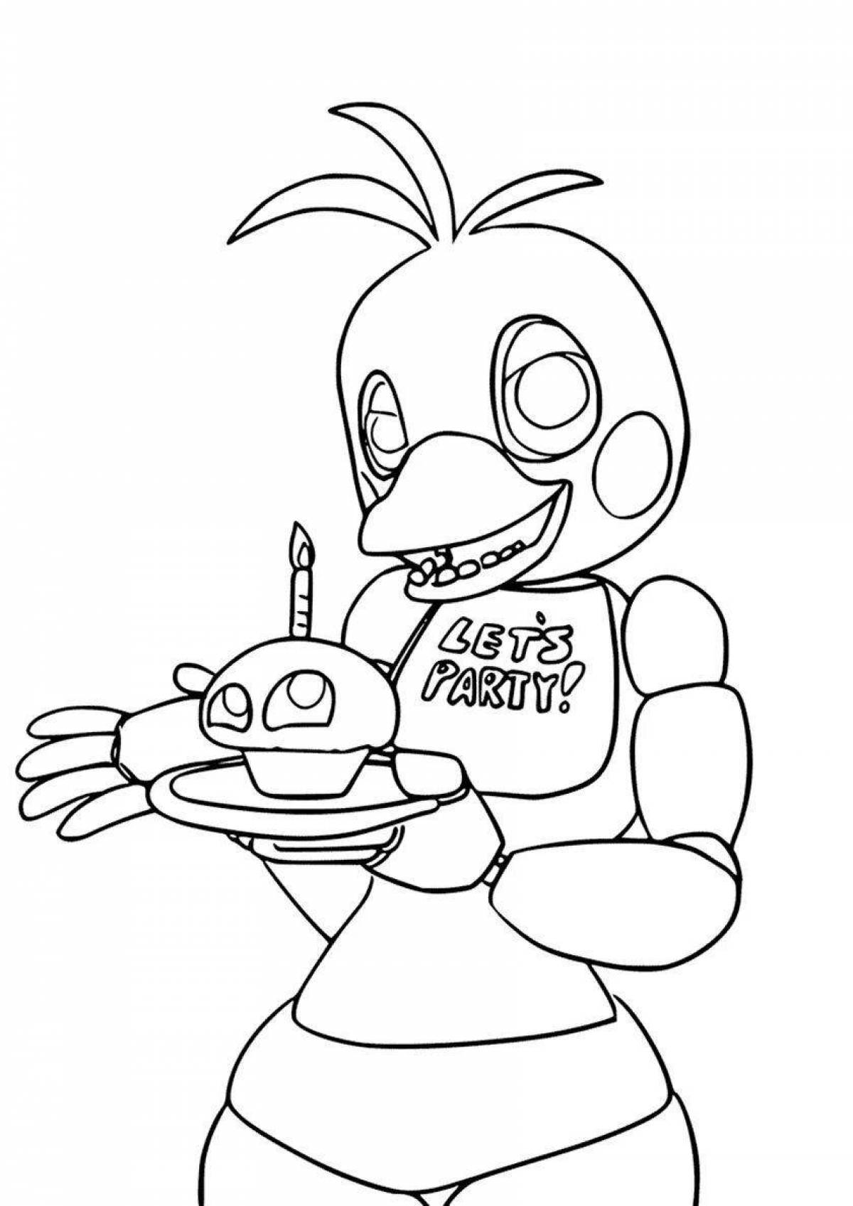 Fun fnaf toy chica coloring page