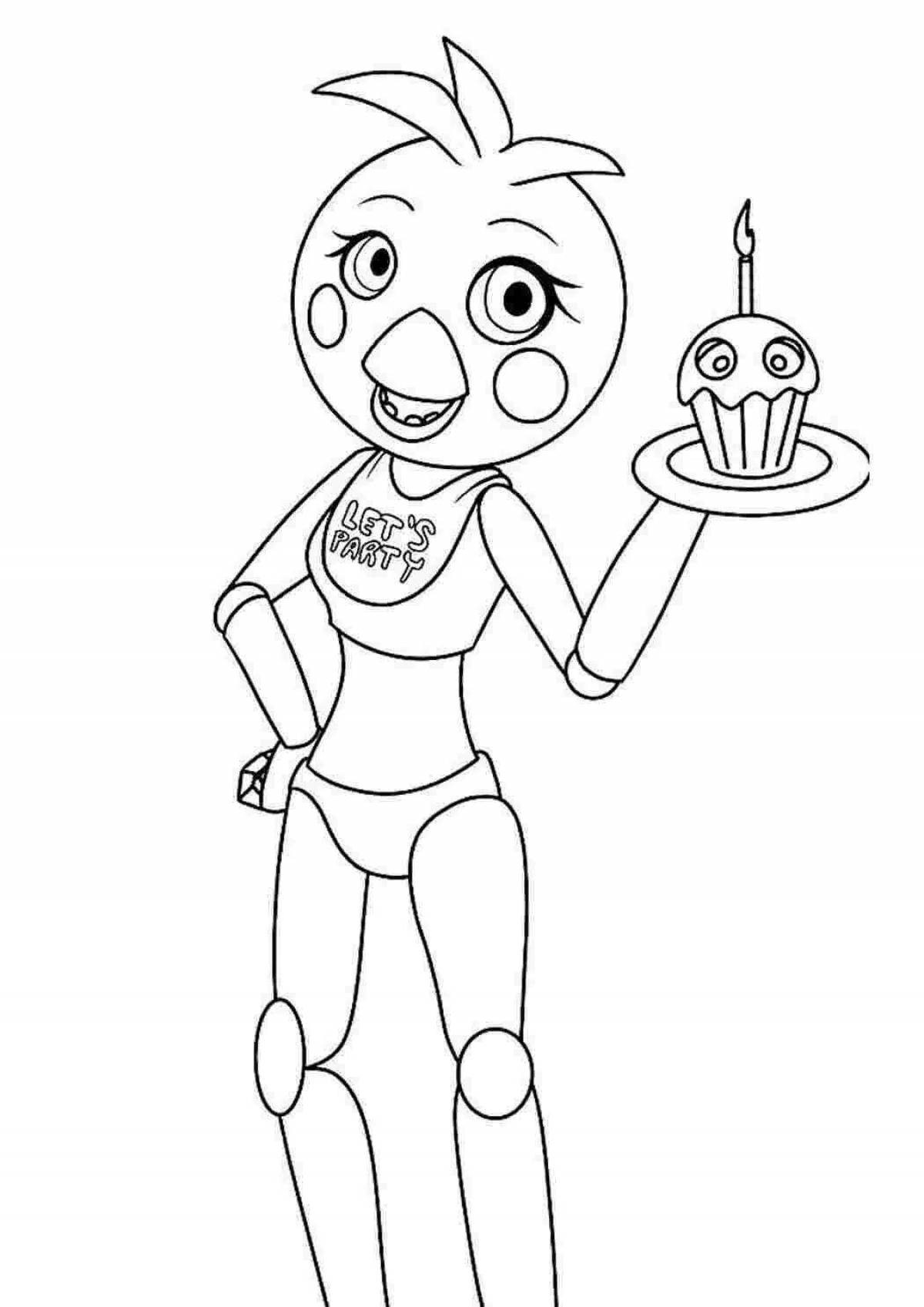 Pretty fnaf toy chica coloring page