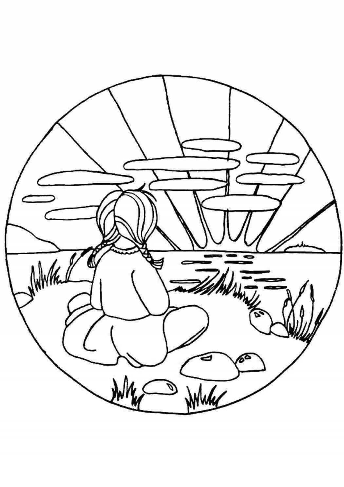 Bright man and nature coloring page