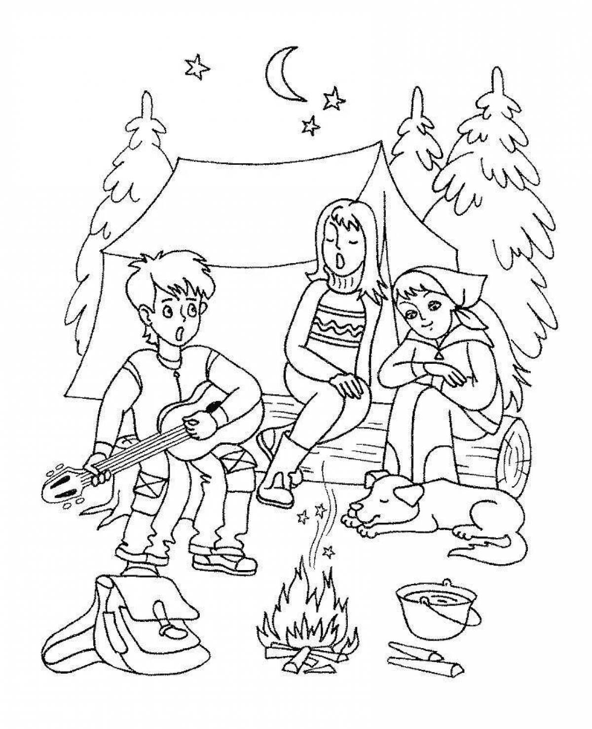Refreshing human and nature coloring page