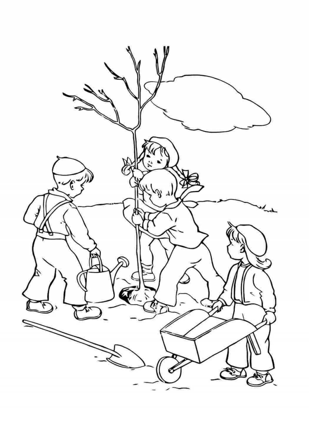 Inspiring man and nature coloring page