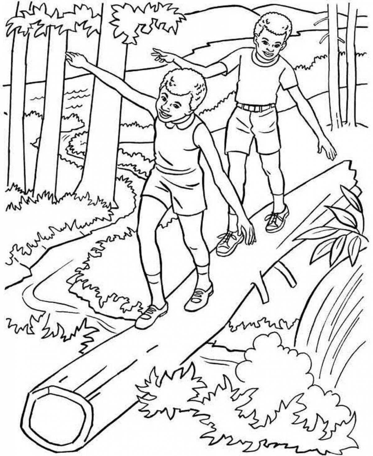 Coloring book living man and nature