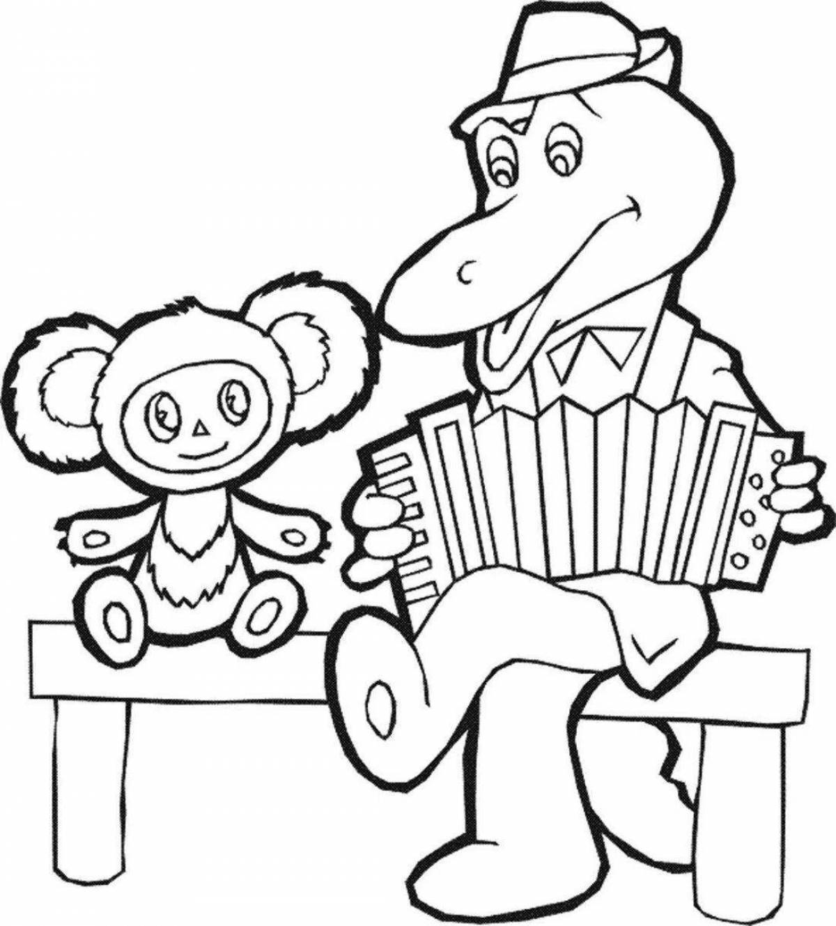 Colorful Cheburashka coloring book