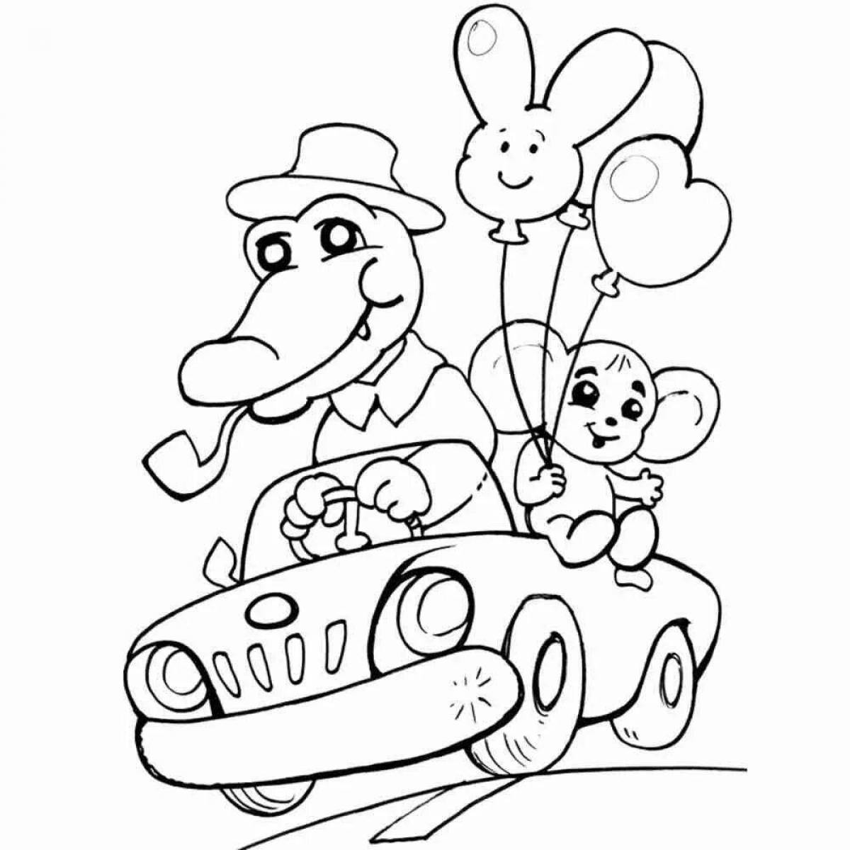 Charming cheburashka coloring book