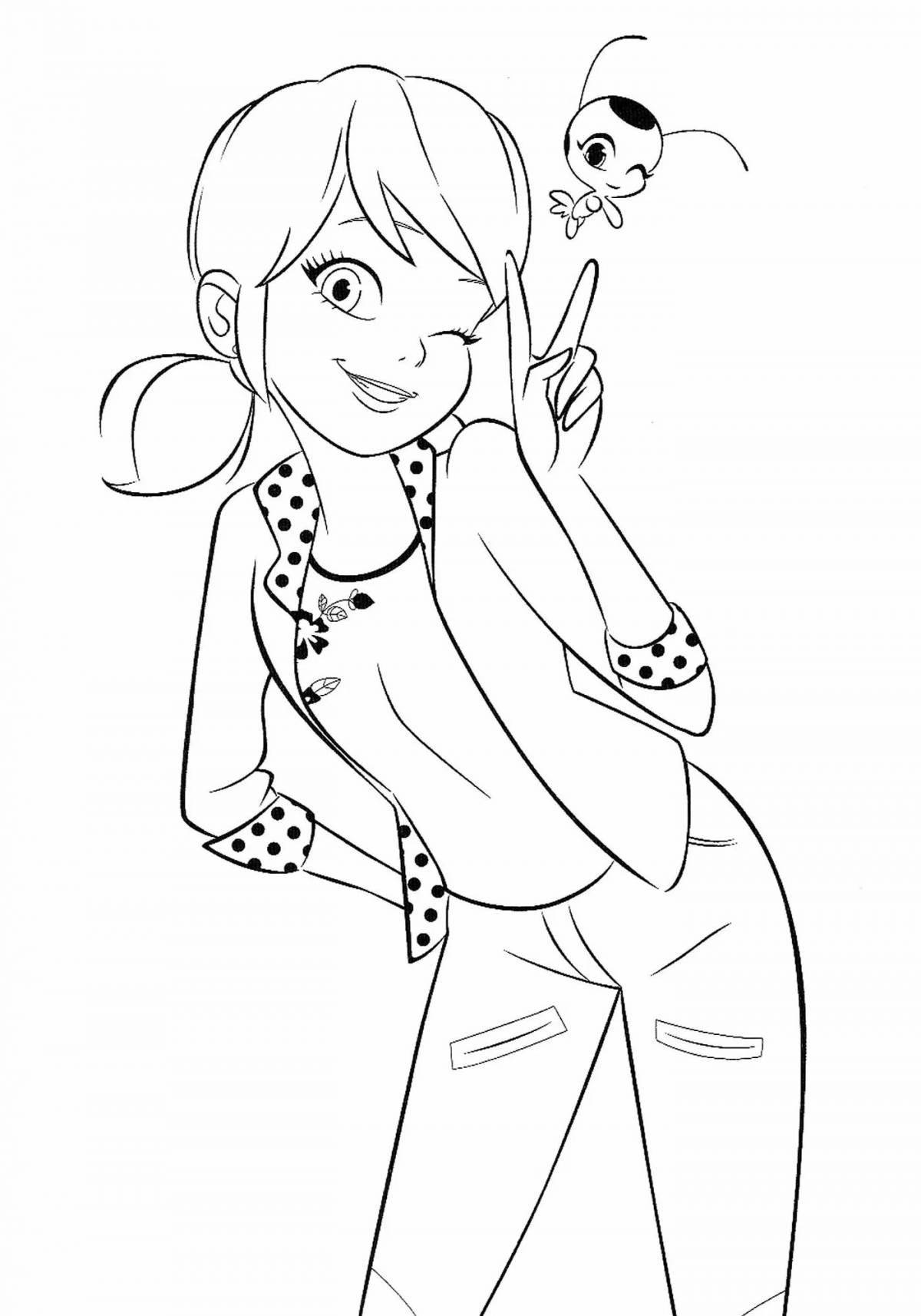 Coloring page sparkling lady bug doll