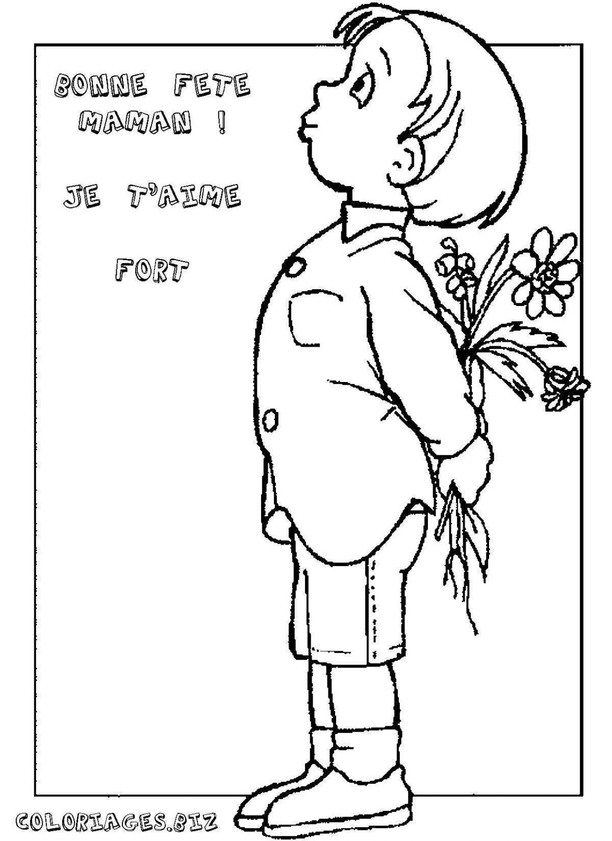 Mom and boy soulful coloring book