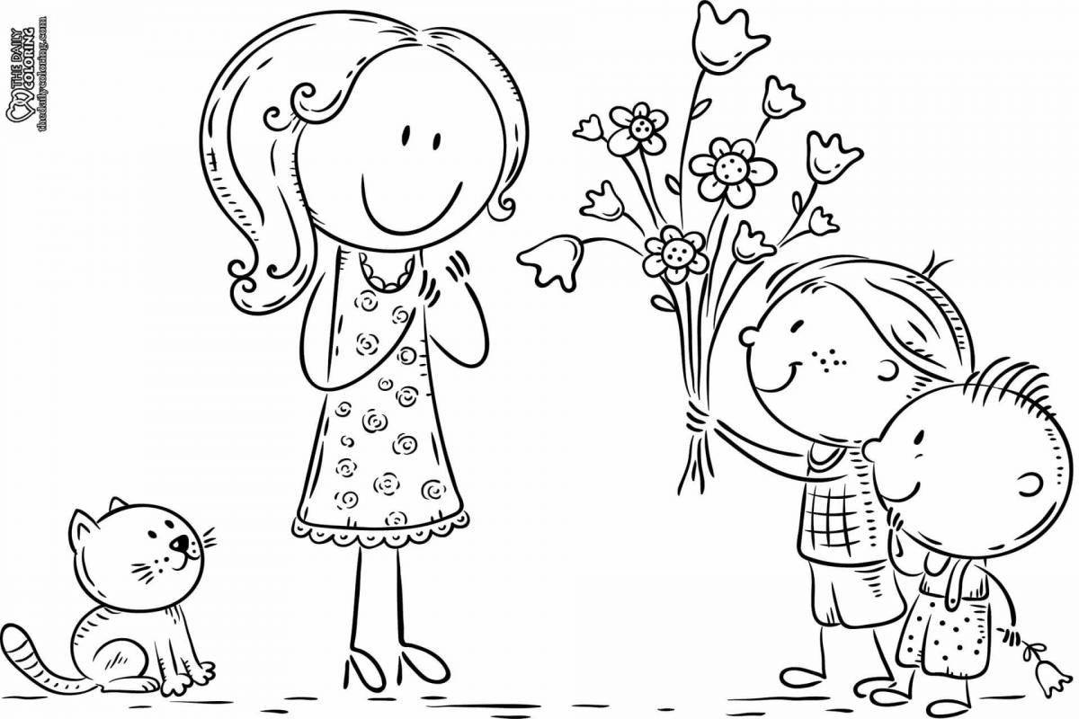 Exuberant coloring mom and boy