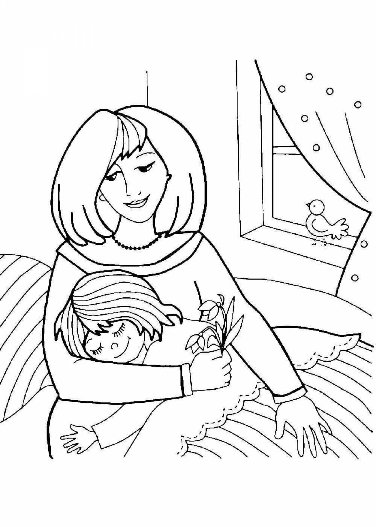 Exquisite mother and boy coloring book
