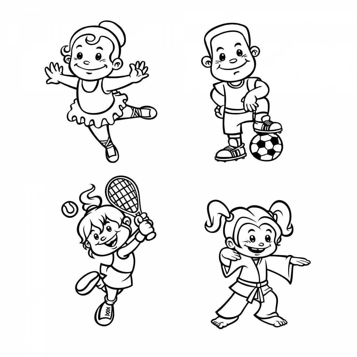 Colorful sports coloring pages for kids