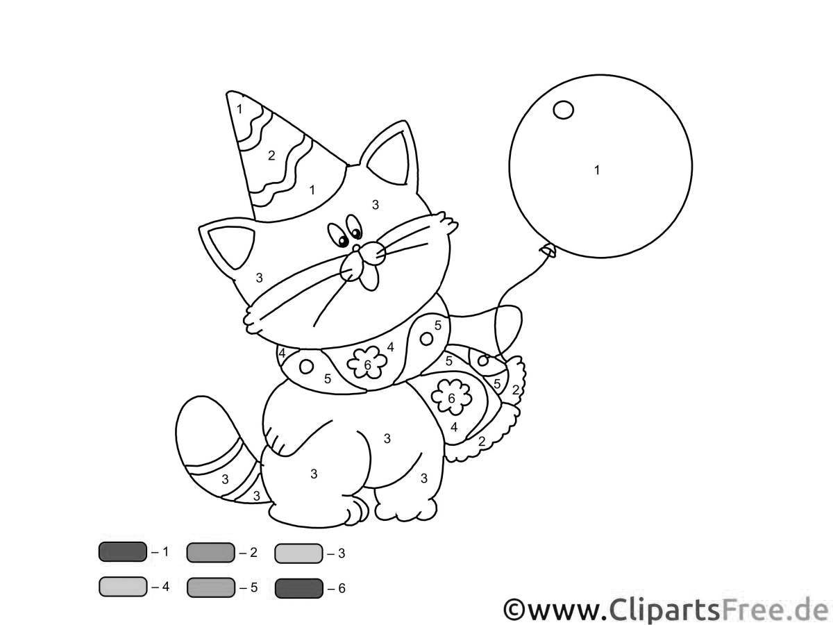 Kitty glitter coloring by numbers