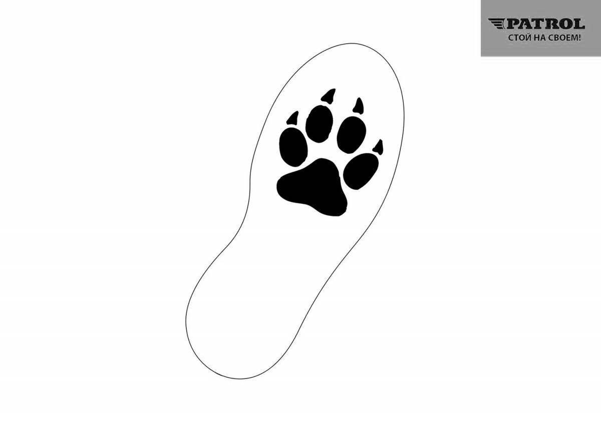Coloring page elegant footprints in the snow