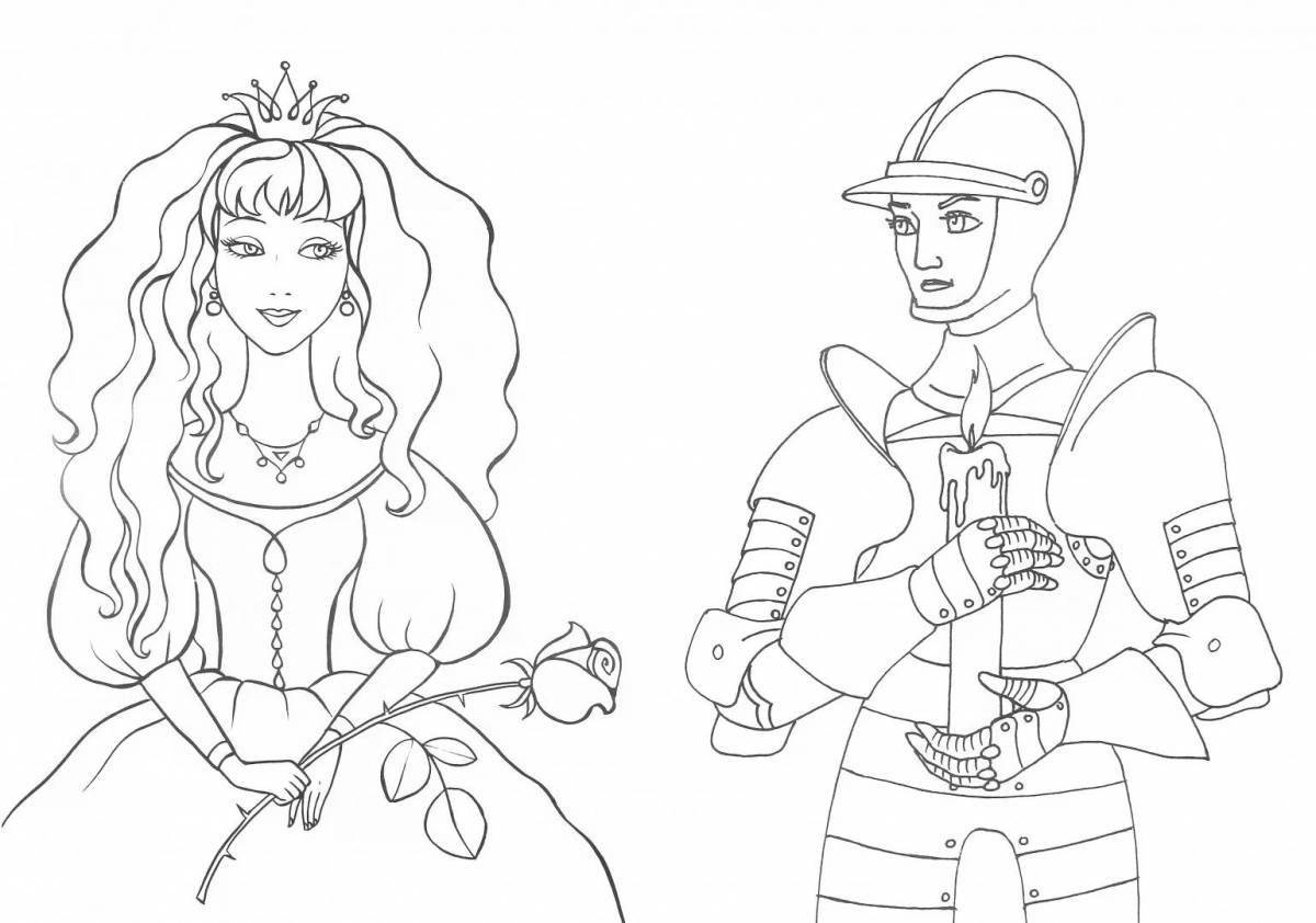 Noble coloring princess and knight