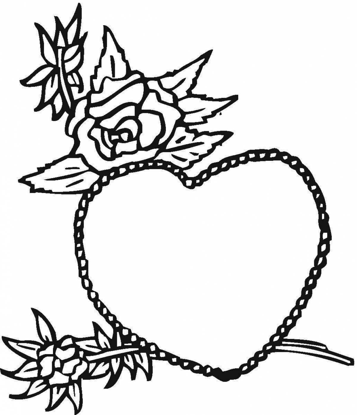 Joyful heart and flower coloring