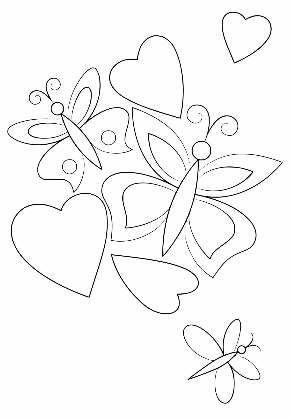 Bright heart and flower coloring