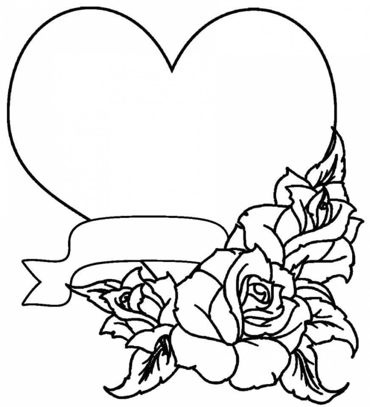Jolly heart and flower coloring